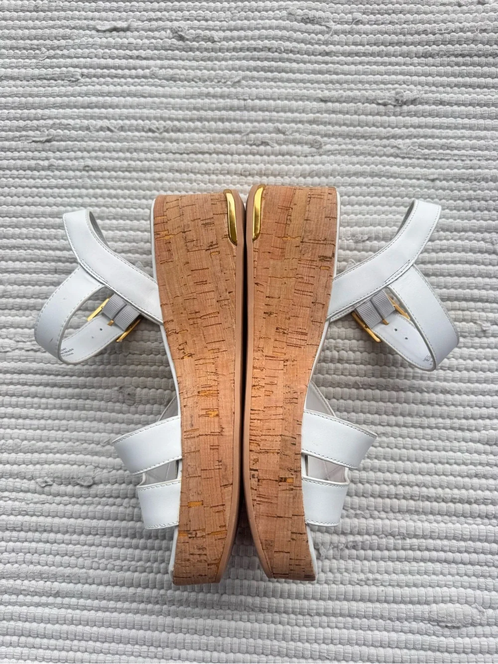 SARTO by Franco Sarto A-Tilly White Leather Cork Wedge Sandals Size 9